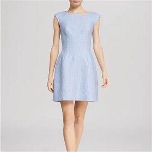 Halston Heritage women’s 4 blue jacquard structured mini dress cocktail formal